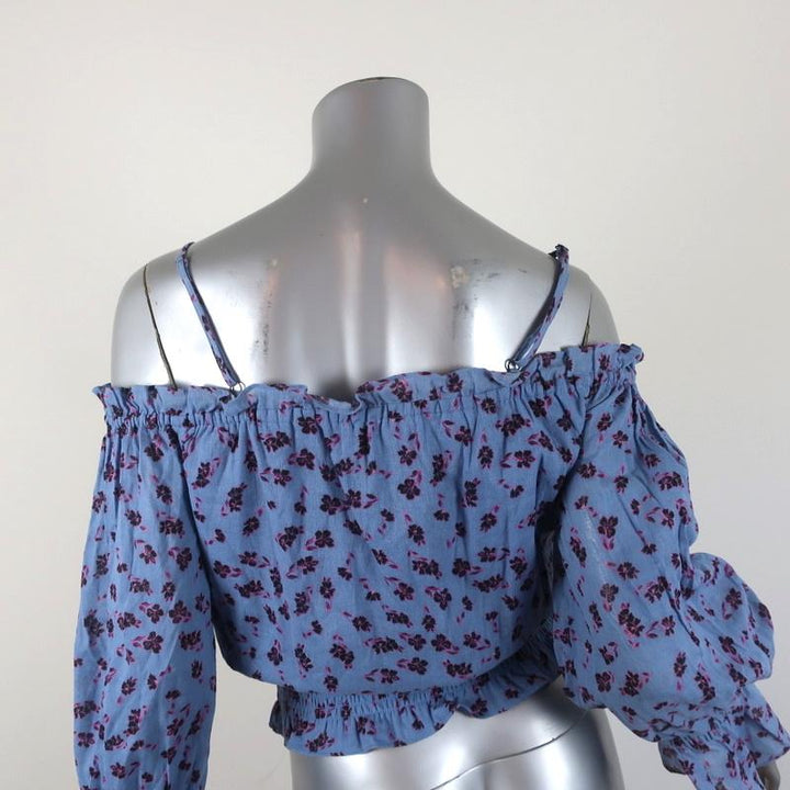 Parker Cold Shoulder Blouse Tori Blue Floral Print Sz Small Long Sleeve Top NEW available at CelebrityOwned.com img_6