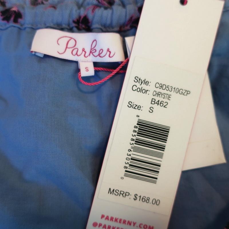 Parker Cold Shoulder Blouse Tori Blue Floral Print Sz Small Long Sleeve Top NEW available at CelebrityOwned.com img_8