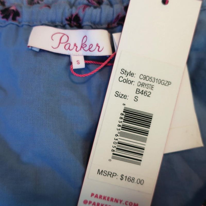 Parker Cold Shoulder Blouse Tori Blue Floral Print Sz Small Long Sleeve Top NEW available at CelebrityOwned.com img_8