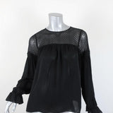 Parker Lace Yoke Blouse Antonia Black Silk Size Extra Small Long Sleeve Top available at CelebrityOwned.com img_1