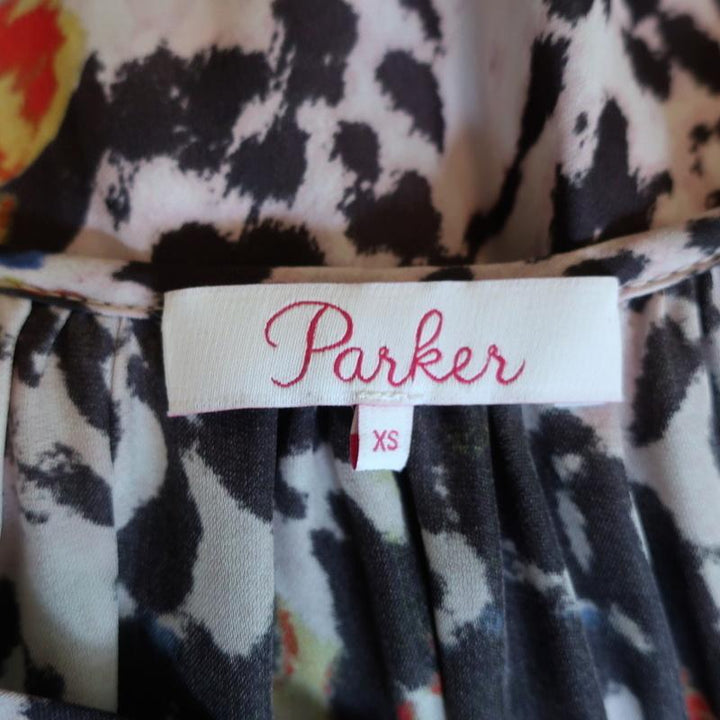 Parker Mini Dress Augustine Animal Print Silk-Blend Size Extra Small available at CelebrityOwned.com img_6