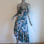 PatBO Dress Carmen Blue Ruffled Floral Print Satin Size US 4 Asymmetric Midi