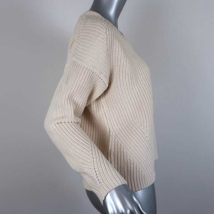 Paul &amp; Joe Sister Sweater Neron Ivory Ribbed Knit Size 2 Crewneck Pullover available at CelebrityOwned.com img_5