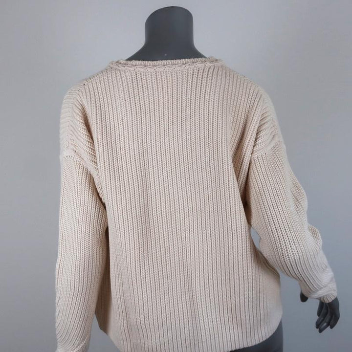 Paul &amp; Joe Sister Sweater Neron Ivory Ribbed Knit Size 2 Crewneck Pullover available at CelebrityOwned.com img_6