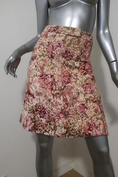 Paul & Joe Skirt Pink/Gold Lurex Floral Jacquard Size 36 available at CelebrityOwned.com img_1