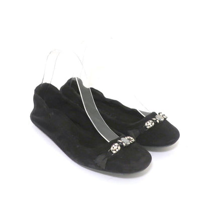 Pedro Garcia Ballet Flats Black Crystal-Embellished Suede Size 37 available at CelebrityOwned.com img_1
