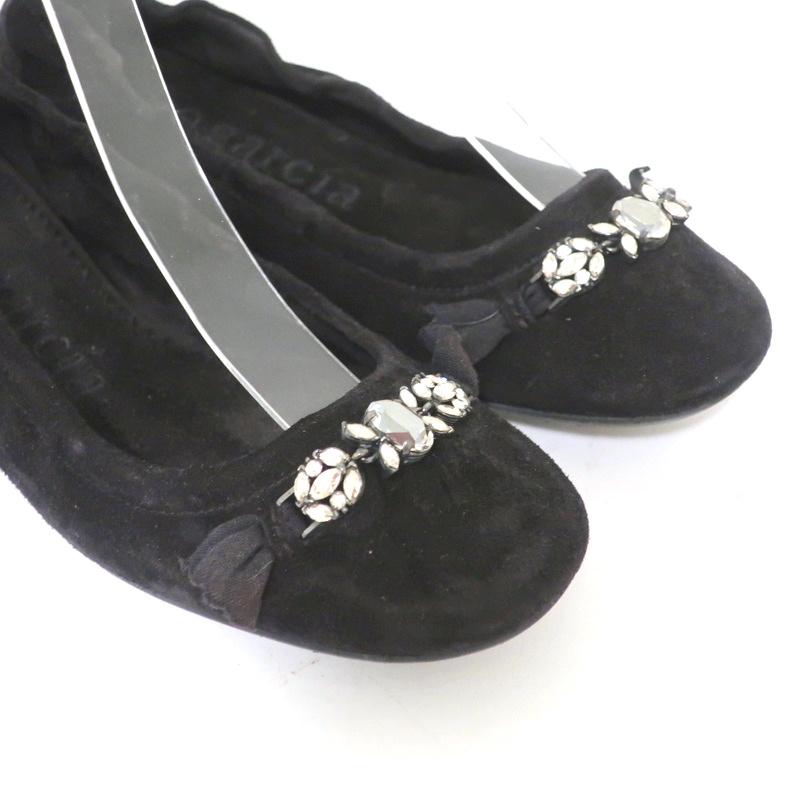 Pedro Garcia Ballet Flats Black Crystal-Embellished Suede Size 37 available at CelebrityOwned.com img_2