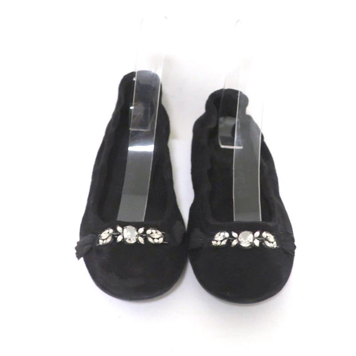 Pedro Garcia Ballet Flats Black Crystal-Embellished Suede Size 37 available at CelebrityOwned.com img_5