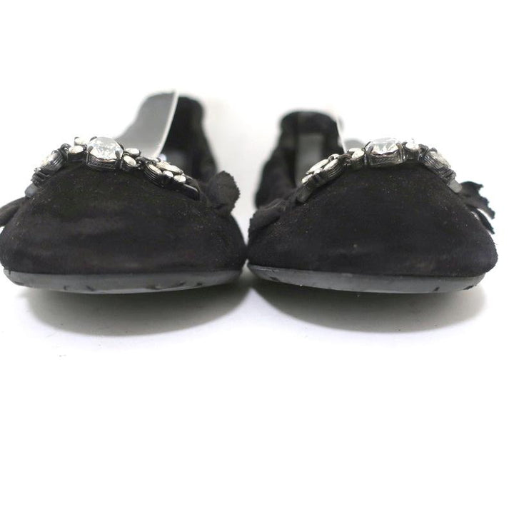 Pedro Garcia Ballet Flats Black Crystal-Embellished Suede Size 37 available at CelebrityOwned.com img_6