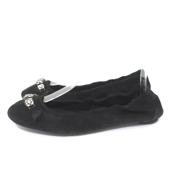 Pedro Garcia Ballet Flats Black Crystal-Embellished Suede Size 37 available at CelebrityOwned.com img_7