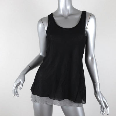 Pete Collection Tank Top Black/Gray Layered Mesh & Knit Size Extra Small available at CelebrityOwned.com img_1