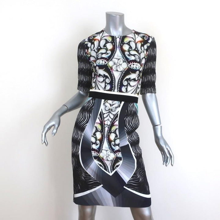 Peter Pilotto Dress Mirrored Print Crepe Size US 2 Short Sleeve Belted Sheath available at CelebrityOwned.com img_1