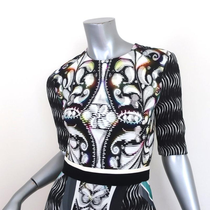 Peter Pilotto Dress Mirrored Print Crepe Size US 2 Short Sleeve Belted Sheath available at CelebrityOwned.com img_2