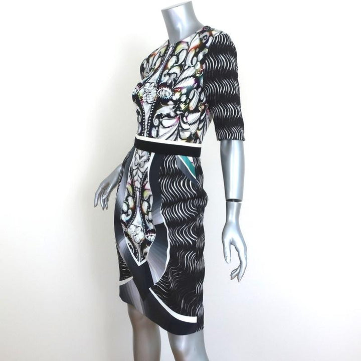 Peter Pilotto Dress Mirrored Print Crepe Size US 2 Short Sleeve Belted Sheath available at CelebrityOwned.com img_3