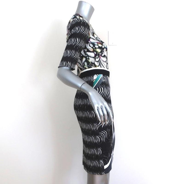 Peter Pilotto Dress Mirrored Print Crepe Size US 2 Short Sleeve Belted Sheath available at CelebrityOwned.com img_4