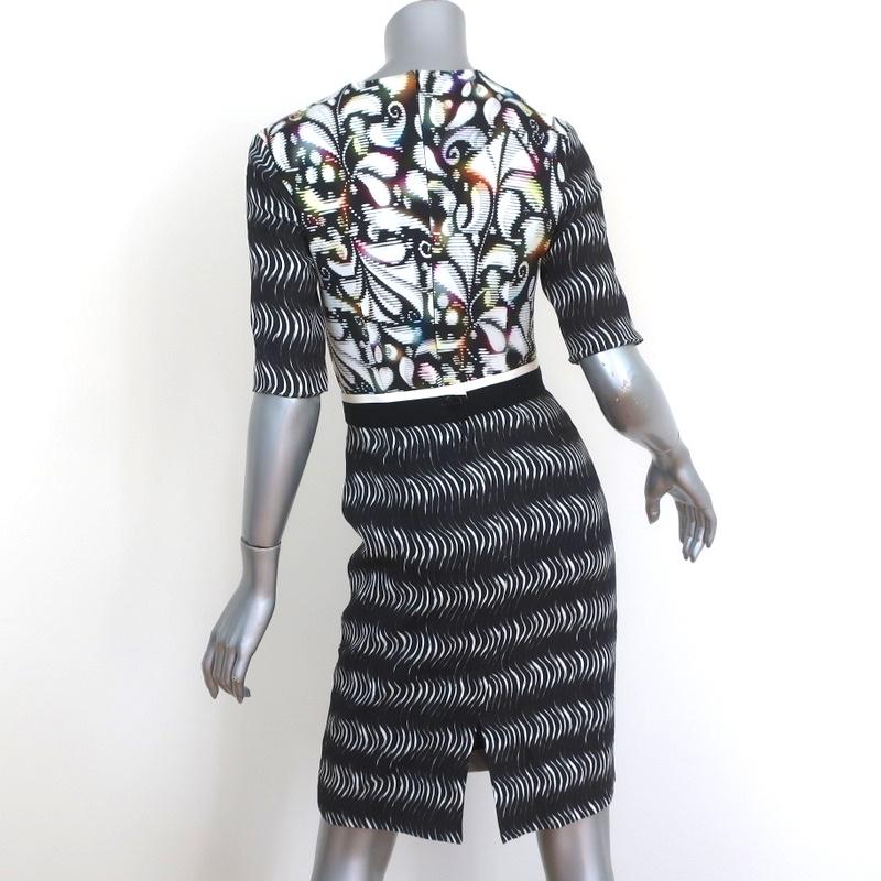 Peter Pilotto Dress Mirrored Print Crepe Size US 2 Short Sleeve Belted Sheath available at CelebrityOwned.com img_5