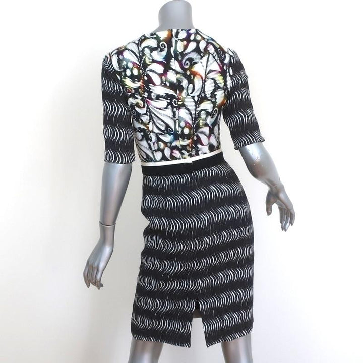 Peter Pilotto Dress Mirrored Print Crepe Size US 2 Short Sleeve Belted Sheath available at CelebrityOwned.com img_5