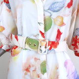 Peter Pilotto Shirtdress White Floral Print Size 12 Puff Sleeve Midi Dress NEW available at CelebrityOwned.com img_2