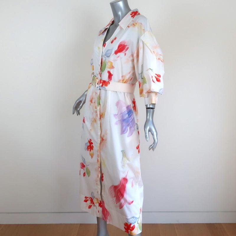 peter pilotto midi dress Peter Pilotto Shirtdress White Floral Print Size 12 Puff Sleeve Midi D –  Celebrity Owned