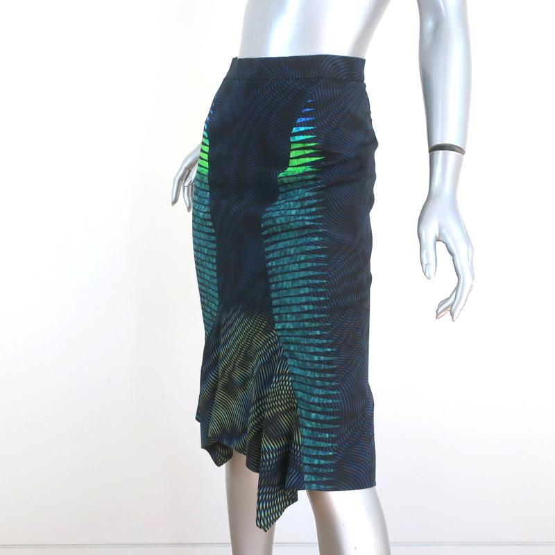 Peter Pilotto Skirt Blue/Green Printed Stretch Crepe Size US 4 NEW available at CelebrityOwned.com img_2