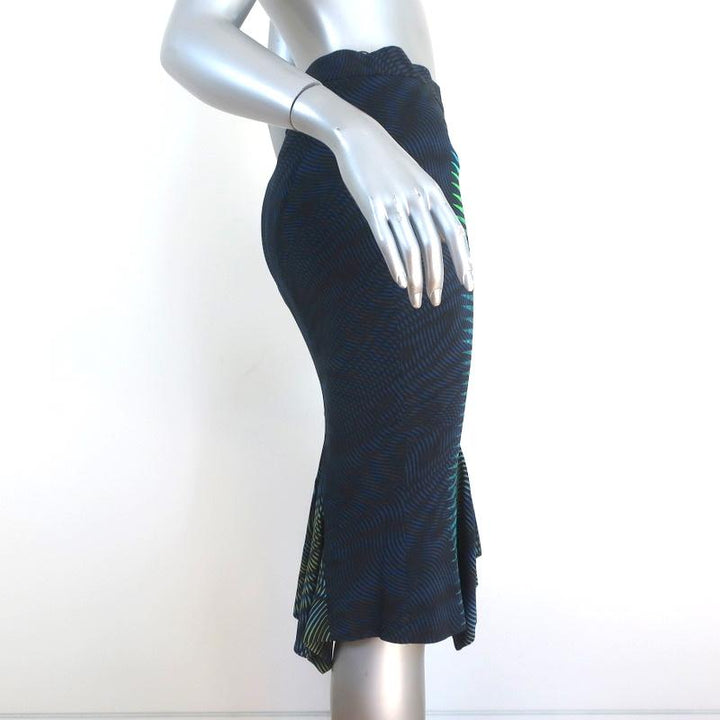 Peter Pilotto Skirt Blue/Green Printed Stretch Crepe Size US 4 NEW available at CelebrityOwned.com img_3