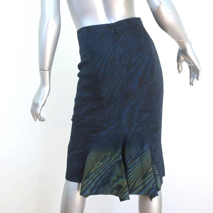 Peter Pilotto Skirt Blue/Green Printed Stretch Crepe Size US 4 NEW available at CelebrityOwned.com img_4
