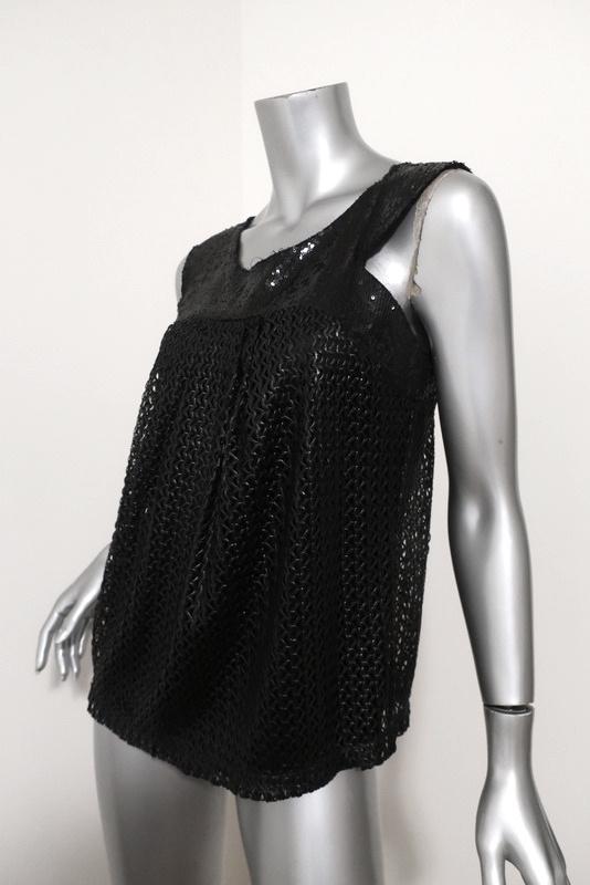 Philosophy di Alberta Ferretti Top Black Sequin &amp; Laser Cut Lace Size US 4 available at CelebrityOwned.com img_2
