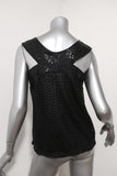 Philosophy di Alberta Ferretti Top Black Sequin & Laser Cut Lace Size US 4 available at CelebrityOwned.com img_5