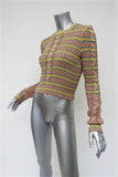 Philosophy di Lorenzo Serafini Metallic Striped Sweater Size 6 Shrunken Pullover available at CelebrityOwned.com img_2