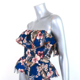 Philosophy di Lorenzo Serafini Ruffled Strapless Top Blue Floral Print Size 6 available at CelebrityOwned.com img_2