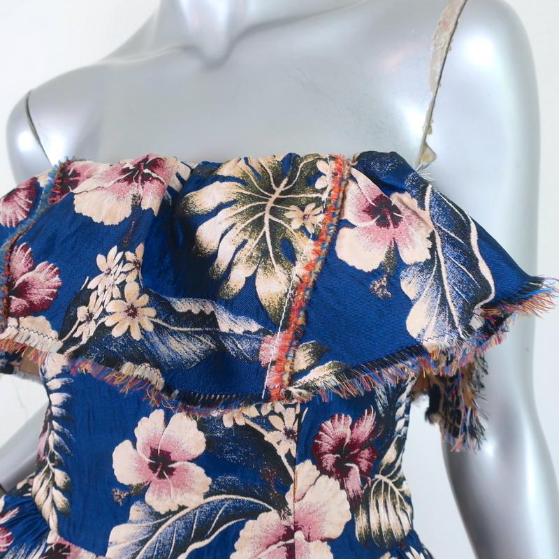 Philosophy di Lorenzo Serafini Ruffled Strapless Top Blue Floral Print Size 6 available at CelebrityOwned.com img_3