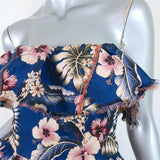 Philosophy di Lorenzo Serafini Ruffled Strapless Top Blue Floral Print Size 6 available at CelebrityOwned.com img_3