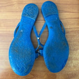 Valentino Rockstud Jelly Bow Thong Sandals Blue Size 40 Flat Flip Flops