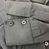 Theory Button Down Shirt Gray Stretch Cotton Size Petite 3/4 Sleeve Top