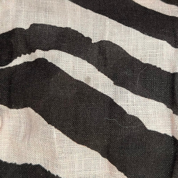 Zimmermann Puff Sleeve Midi Dress Juniper Brown Zebra Print Linen Size 0