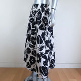 Piazza Sempione A-Line Midi Skirt Black/White Floral Print Cotton Size 42 available at CelebrityOwned.com img_2