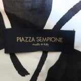 Piazza Sempione A-Line Midi Skirt Black/White Floral Print Cotton Size 42 available at CelebrityOwned.com img_6