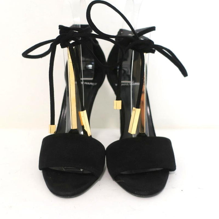 Pierre Hardy Blondie Sandals Black Suede Size 35 Open Toe Ankle Wrap Heels available at CelebrityOwned.com img_3