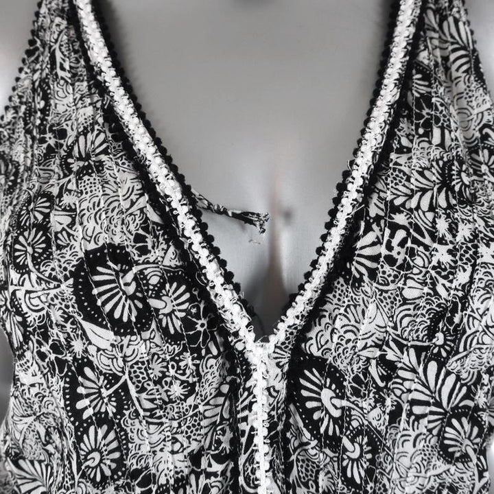 Poupette St Barth Romper Bety White/Black Floral Print Size Extra Small available at CelebrityOwned.com img_2