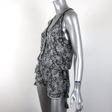 Poupette St Barth Romper Bety White/Black Floral Print Size Extra Small available at CelebrityOwned.com img_3