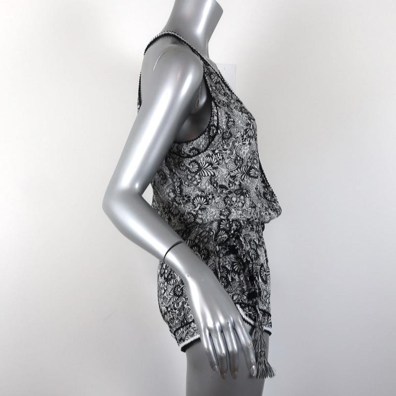Poupette St Barth Romper Bety White/Black Floral Print Size Extra Small available at CelebrityOwned.com img_5