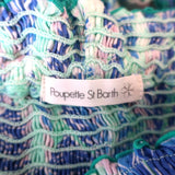 Poupette St Barth Strapless Mini Dress Aqua/Blue Smocked Printed Size Medium available at CelebrityOwned.com img_6