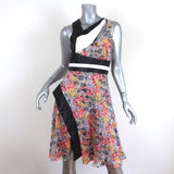 Prabal Gurung Asymmetric Cutout Dress Leather-Trim Floral Lace Size 4 available at CelebrityOwned.com img_1