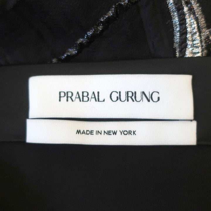 Prabal Gurung Pleated Skirt Black/Silver Metallic Floral Jacquard Size 6 available at CelebrityOwned.com img_6