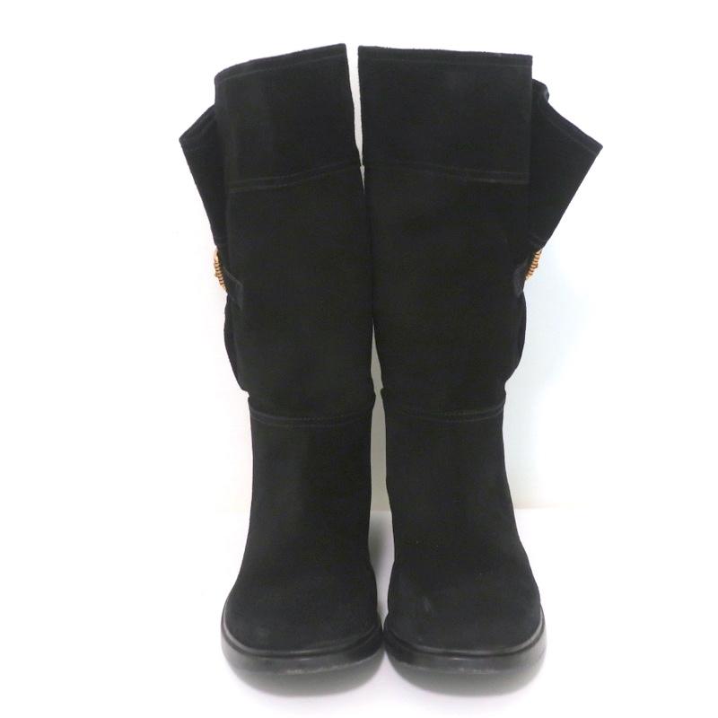 Prada Boots Black Buckled Suede Size 37.5 Low Heel Mid-Calf available at CelebrityOwned.com img_4