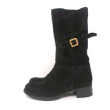 Prada Boots Black Buckled Suede Size 37.5 Low Heel Mid-Calf available at CelebrityOwned.com img_6