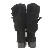 Prada Boots Black Buckled Suede Size 37.5 Low Heel Mid-Calf available at CelebrityOwned.com img_9