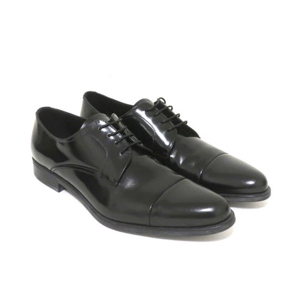 Prada Cap Toe Oxfords Black Spazzolato Leather Size 7.5 Lace-Up Loafers available at CelebrityOwned.com img_1