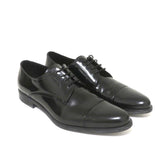 Prada Cap Toe Oxfords Black Spazzolato Leather Size 7.5 Lace-Up Loafers available at CelebrityOwned.com img_1