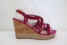 Prada Cork Wedge Sandals Pink/Red Braided Suede Size 40.5 Platform Slingback NEW